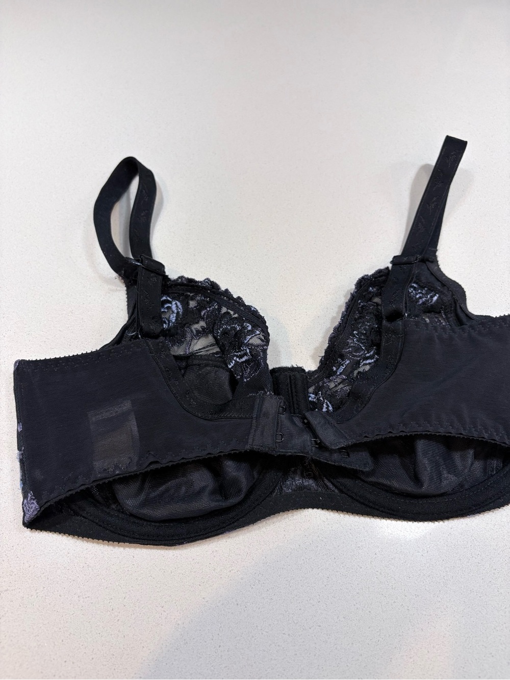 Embroidered Underwire Bra in Black and Lavender Floral - Picture 6 of 13